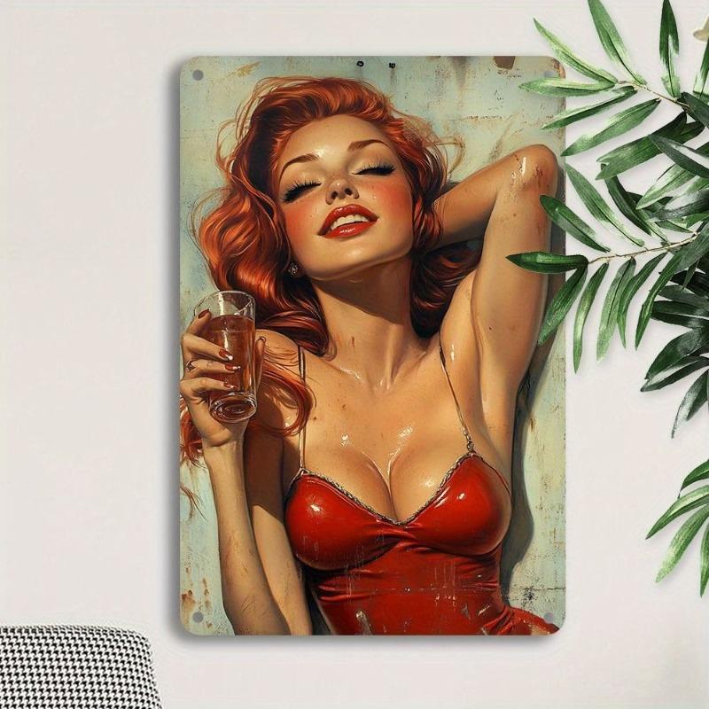 Lamiere Pin-Up Girl, Decorazione Metallica per Officina Garage 20x30cm