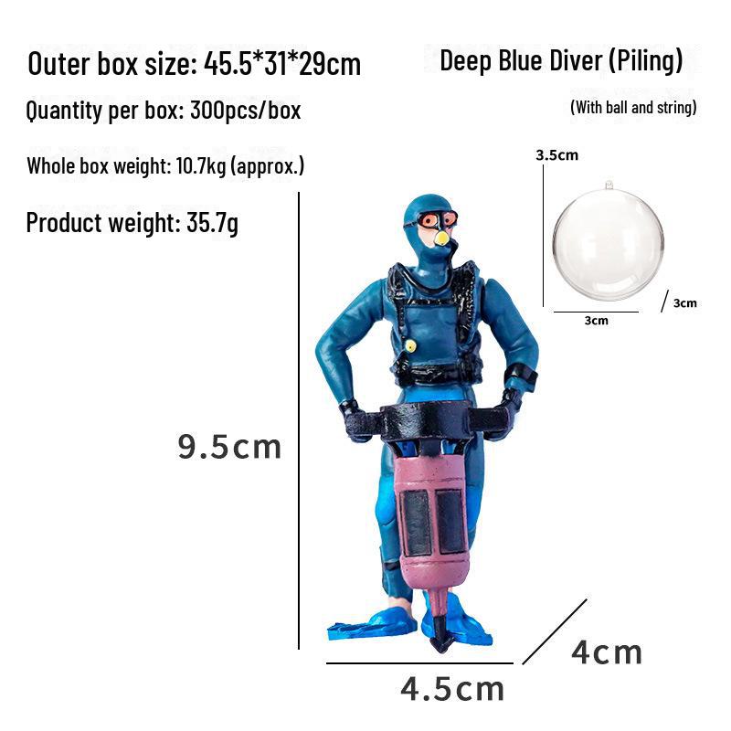 Cartoon Frogman Diving Treasure Decoration for Fish Tanks