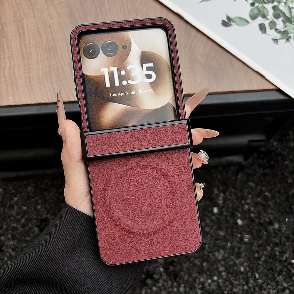 Leather Magnetic Phone Case For Motorola Razr 70 Ultra 70 Moto Razr 60 Ultra 60 50 2026 Slim Hinge Protective Cover