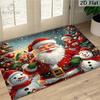 1pc Santa Claus And Snowman Welcome Mat - Machine Washable Indoor/Outdoor Christmas Rug, Snow Scene with Snowmen And Snowflakes - Red/Green/Golden Fes