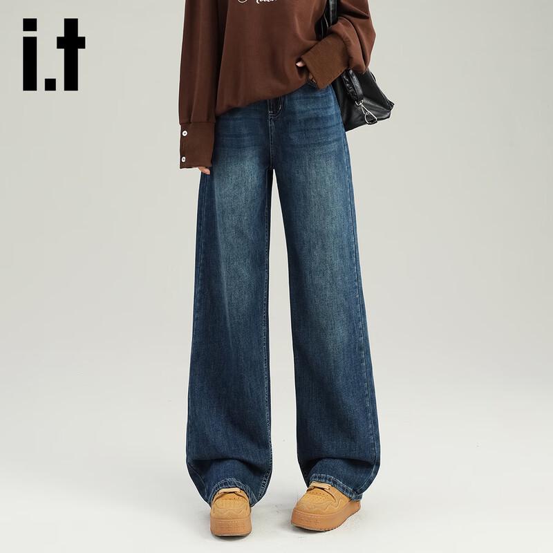 

Izzue It Женские джинсы деним с высокой посадкой, выстиранные, с широкими штанинами M