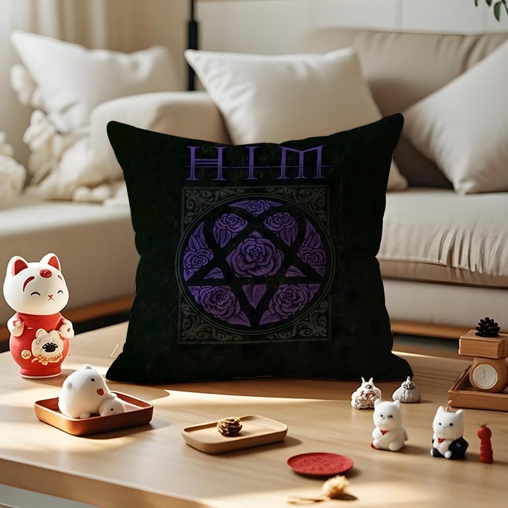 HHim Ornate Heartagram Pillow Case Antidustmite Pillowcase Invisible Zipper Silky Short Plush Sofa Cushion Cover
