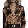 Button Up Satin Silk Blouse Women's Tops Leopard Print Blouse Fashion Long Sleeve Shirt  Office