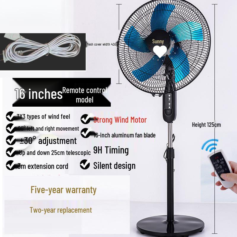 Silent Energy-Saving Oscillating Floor Fan with Remote & Timer
