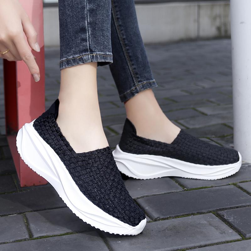 Summer Women Sneakers Casual Plus Size Flats Loafers Soft Elevator Beach Walking Sports Shoes Lightweight Slip On