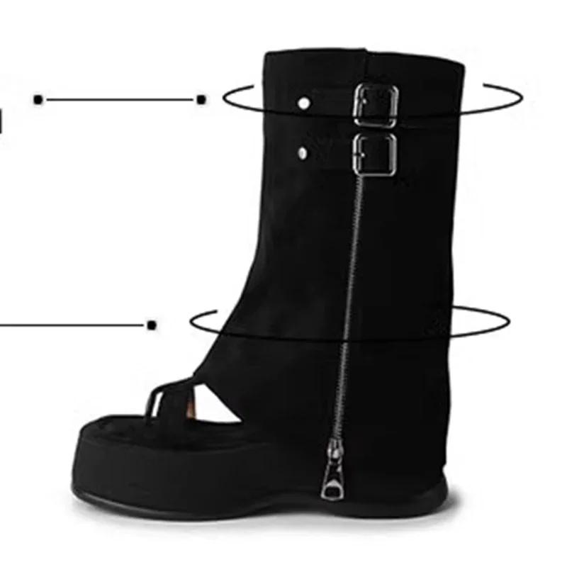 Fashion Platform Women's Sandals Designer Mid Calf Cool Boots Sandals Woman Shoes Summer 2025 New Brand Punk Zipper Sandalias De Mujer