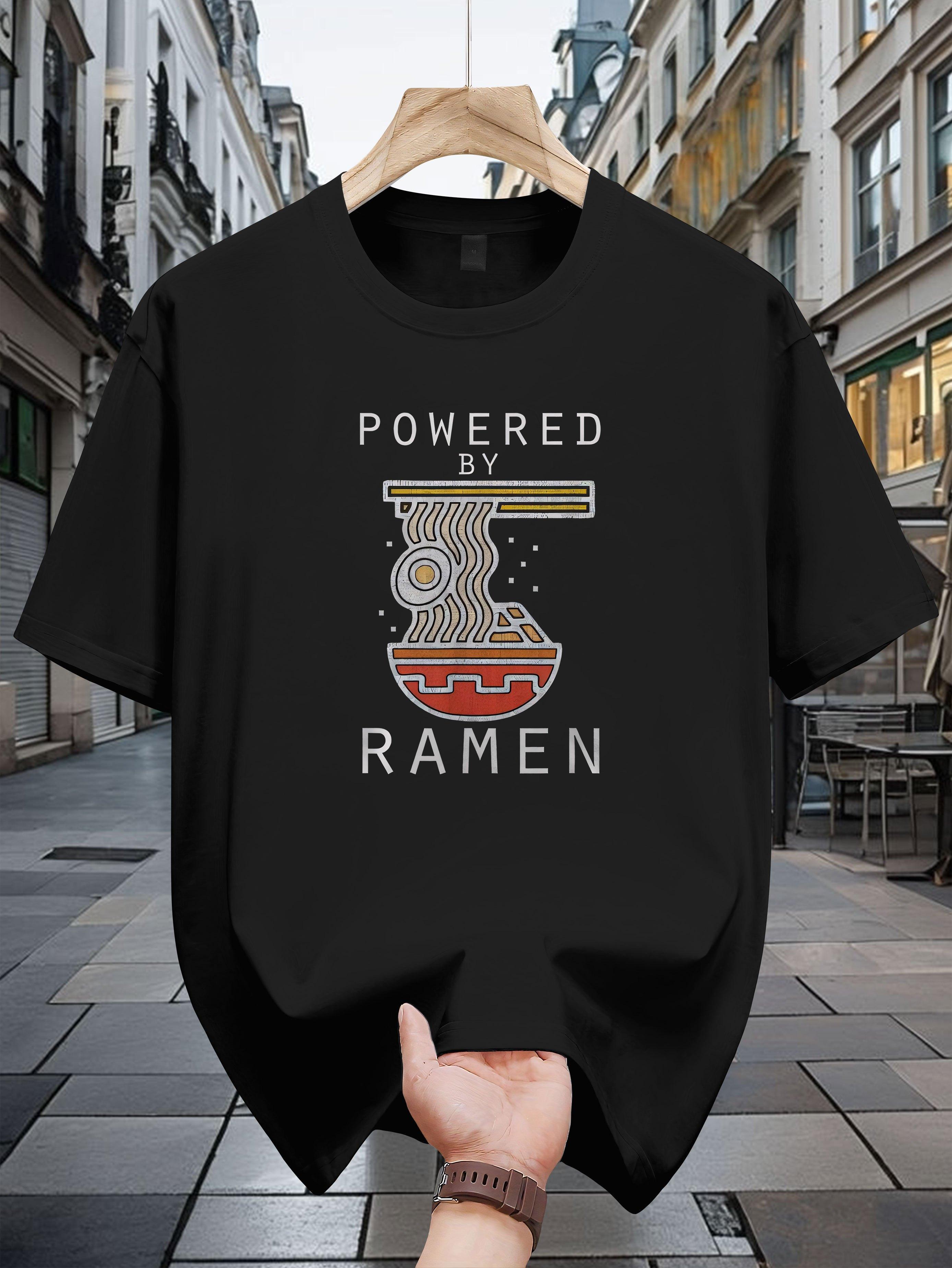 Black 100% Cotton Graphic T-shirt - Powered by Ramen Design M