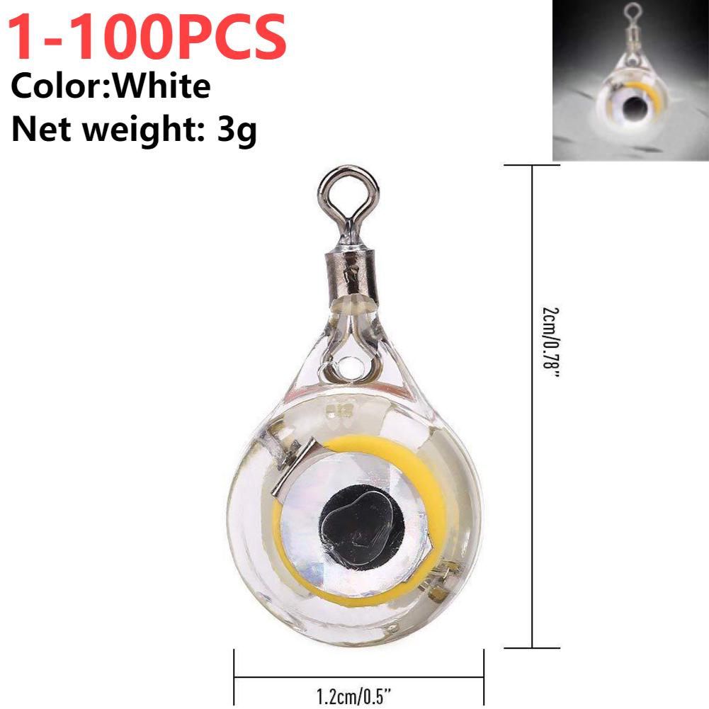 1-100PCS Mini Fishing Lure Light LED Deep Drop Underwater Eye Shape Fishing Squid Fishing Bait Luminous Lure to Attracting Fish