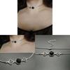Gothic Obsidian Necklace With Geometric Pendant For Women Summer 2025 Fashion Accessory