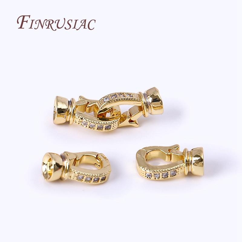 Rhodium Plated Closure Fasteners Lock Clasps For Necklace Supplies,Inlaid Zircon Connector Clasps DIY Pearls Jewelry Fittings
