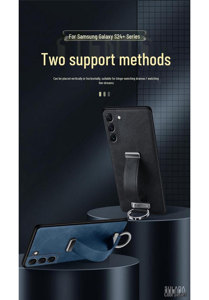 Samsung S26 Ultra Phone Case: Luxurious Leather Texture with Wrist Strap, Stand, and Drop-Proof Protection.