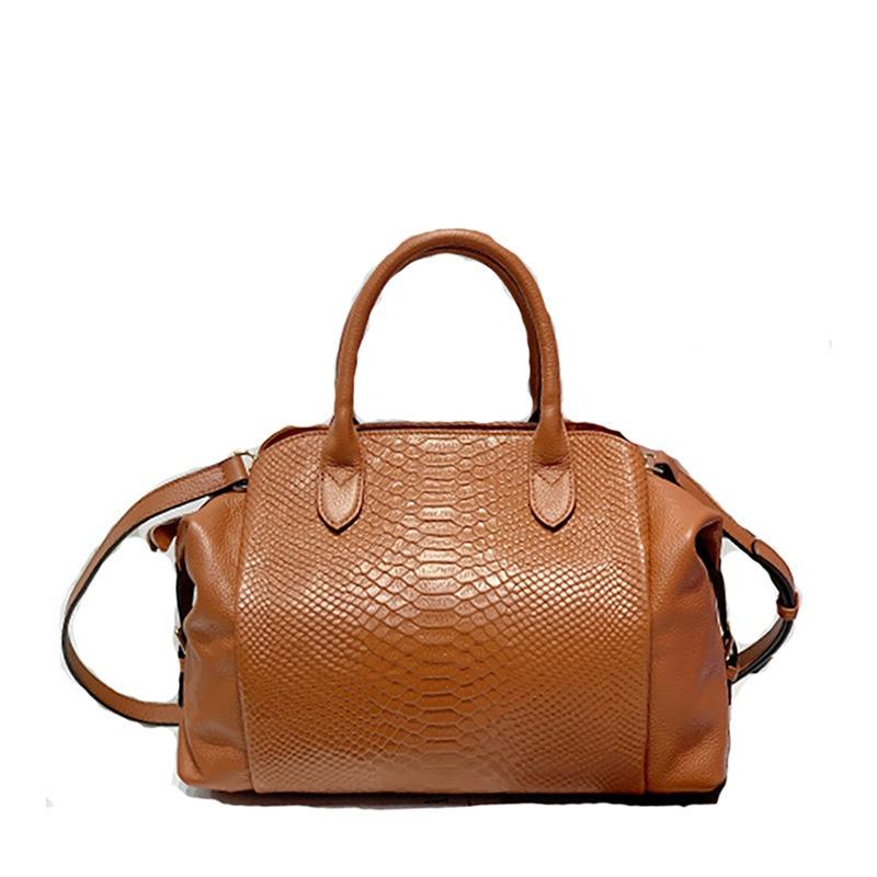 Retro crocodile pattern women's bag plus genuine leather locomotive bag, large-capacity messenger handbag.