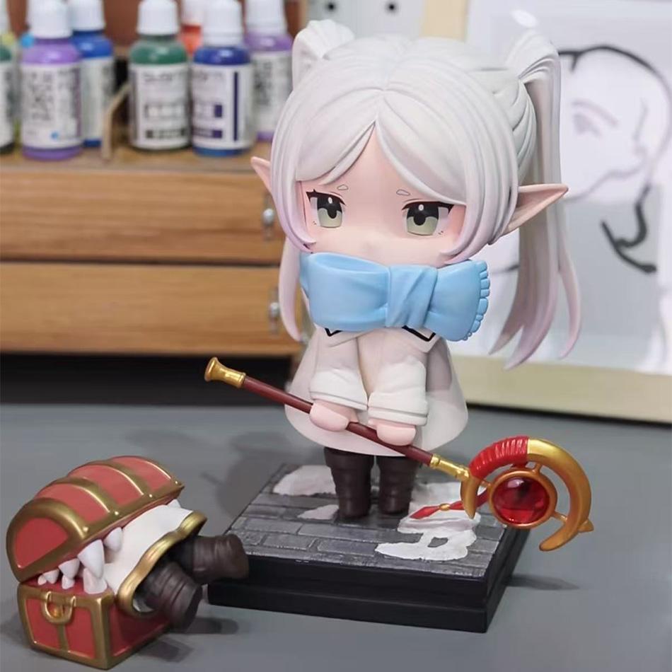 14cm 5.51in Frieren: Beyond Journey's End Chibi Figure Winter Ver. with Mimic Chest Anime Figurine Collectable Figure Toy
