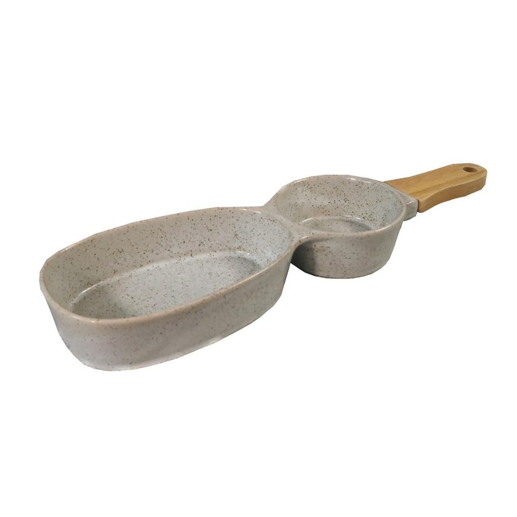 Nordic Creative Hotel Bowls and Chopsticks Commercial Stoneware Dried Fruit Plate Household Bamboo Handle Separate Snack Plate