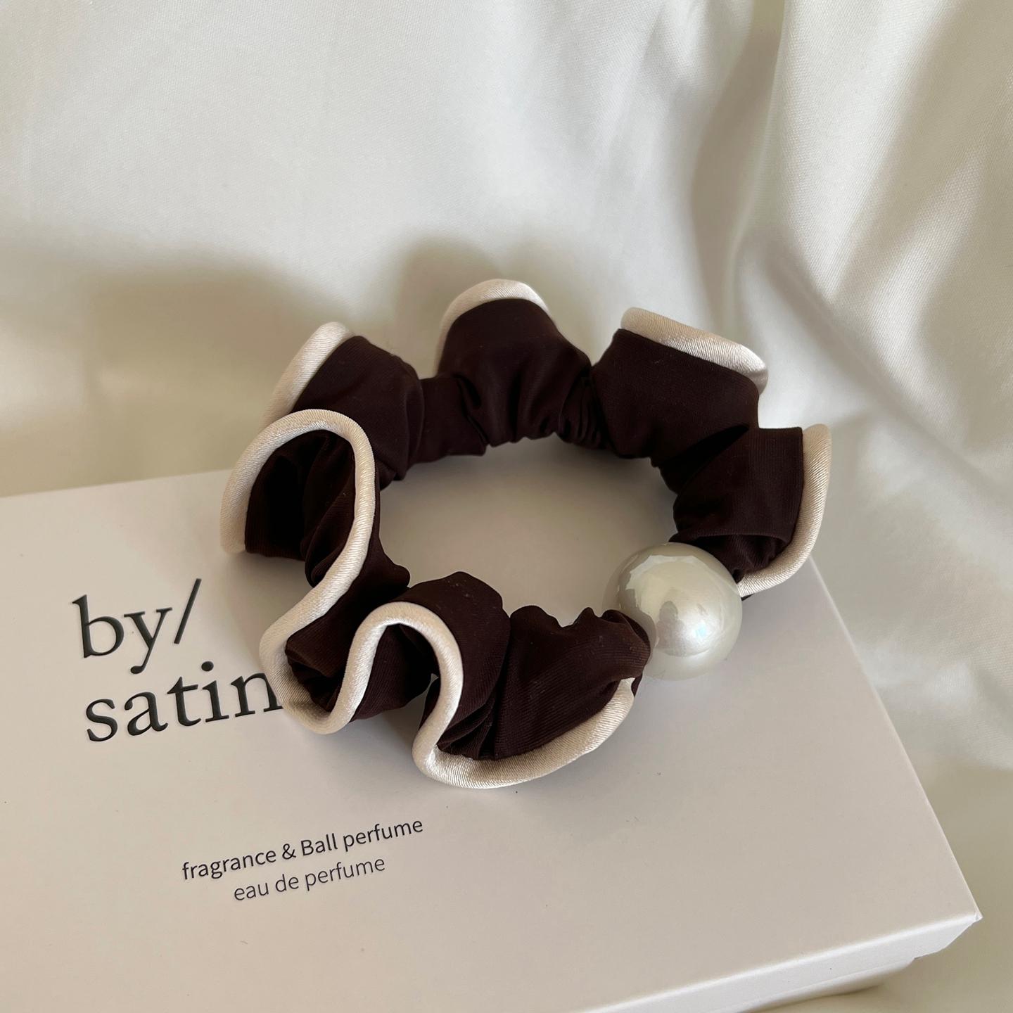 Кремово-синий жемчужный мокко Резинка для волос - Мягкая текстурированная резинка для хвоста и Базовый аксессуар для волос