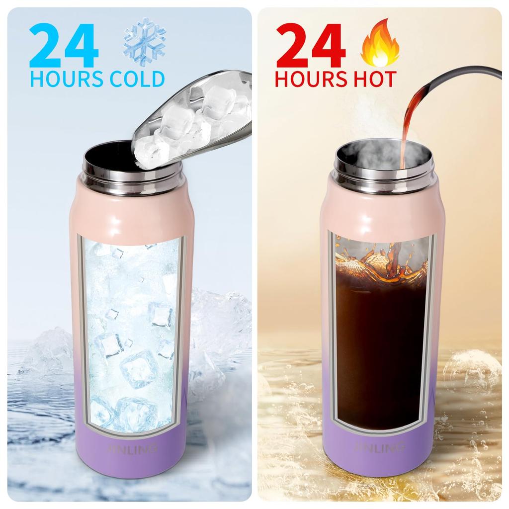JINLING Water Vacuum Keeps Drinks Hot or Stainless Steel 316 Wide Straw Unisex 1.5L Bottle, 1L/1.8L Capacity, Insulated, Cold, Mouth, Portable,