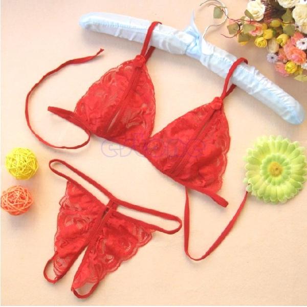 Sexy Lingerie Blossom Lace Women's Bikini Bra T-back G-string Underwear 1 Set