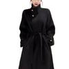 2025 Women's Hepburn Style Black Wool Coat - High-End, Slimming Autumn/Winter Fashion