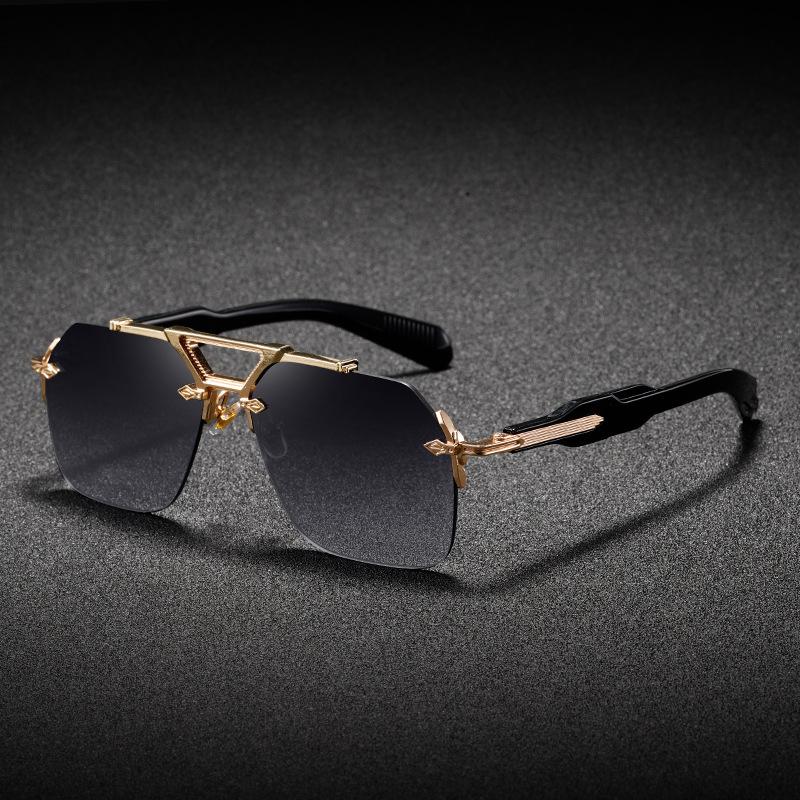 Luxury Brand Classic Square Rimless Sunglasses Men Women Retro Vintage Punk Sun Glasses Oversized Shades Metal Frame Eyewear