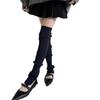 Women Japanese Ribbed Knitted Leggings Gaiters with Slit Buttons Harajuku Aesthetic Thigh High Leg Warmer Footless Socks