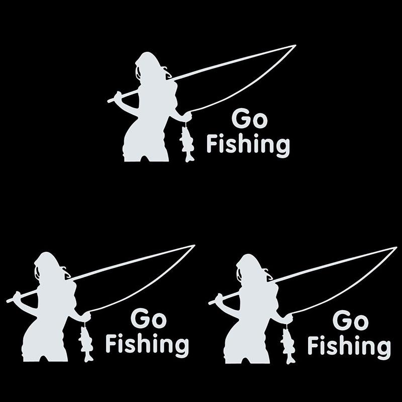 Metvi Sticker Pretty Girl GO FISHING Car Sticker Waterproof Vinyl Stickers Hobbies Auto Products