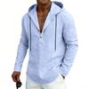 New Men’s Linen Plus-size Hooded Long-sleeved Top – Casual Plain-colour Hoodie