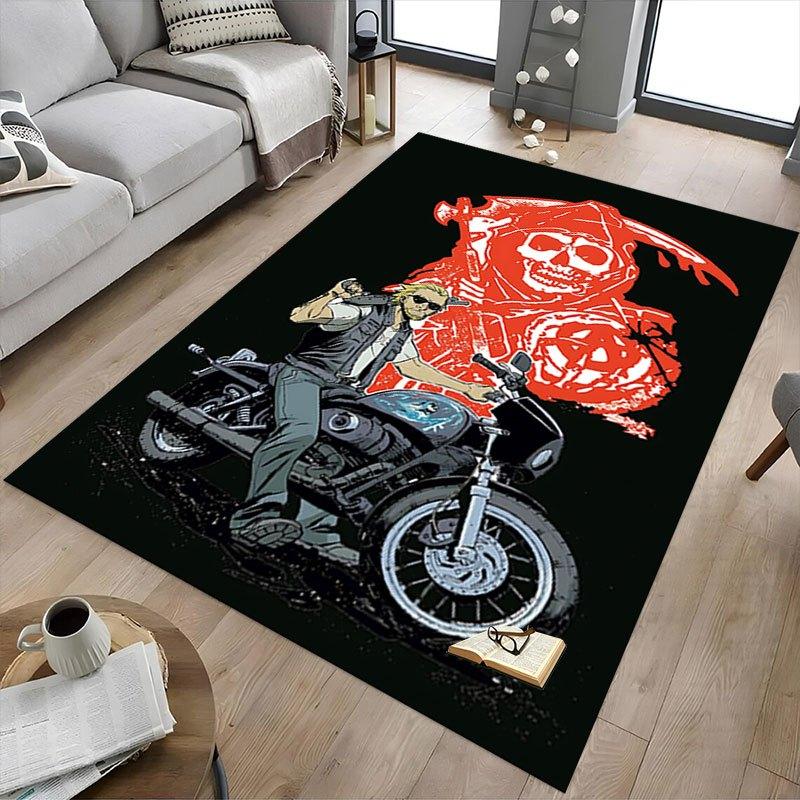 1pc Sons of Anarchy Themed Office Carpet Chair Mats - Durable Polyester Rug for Home Theater, Office, Dorm Room Decor - tA05