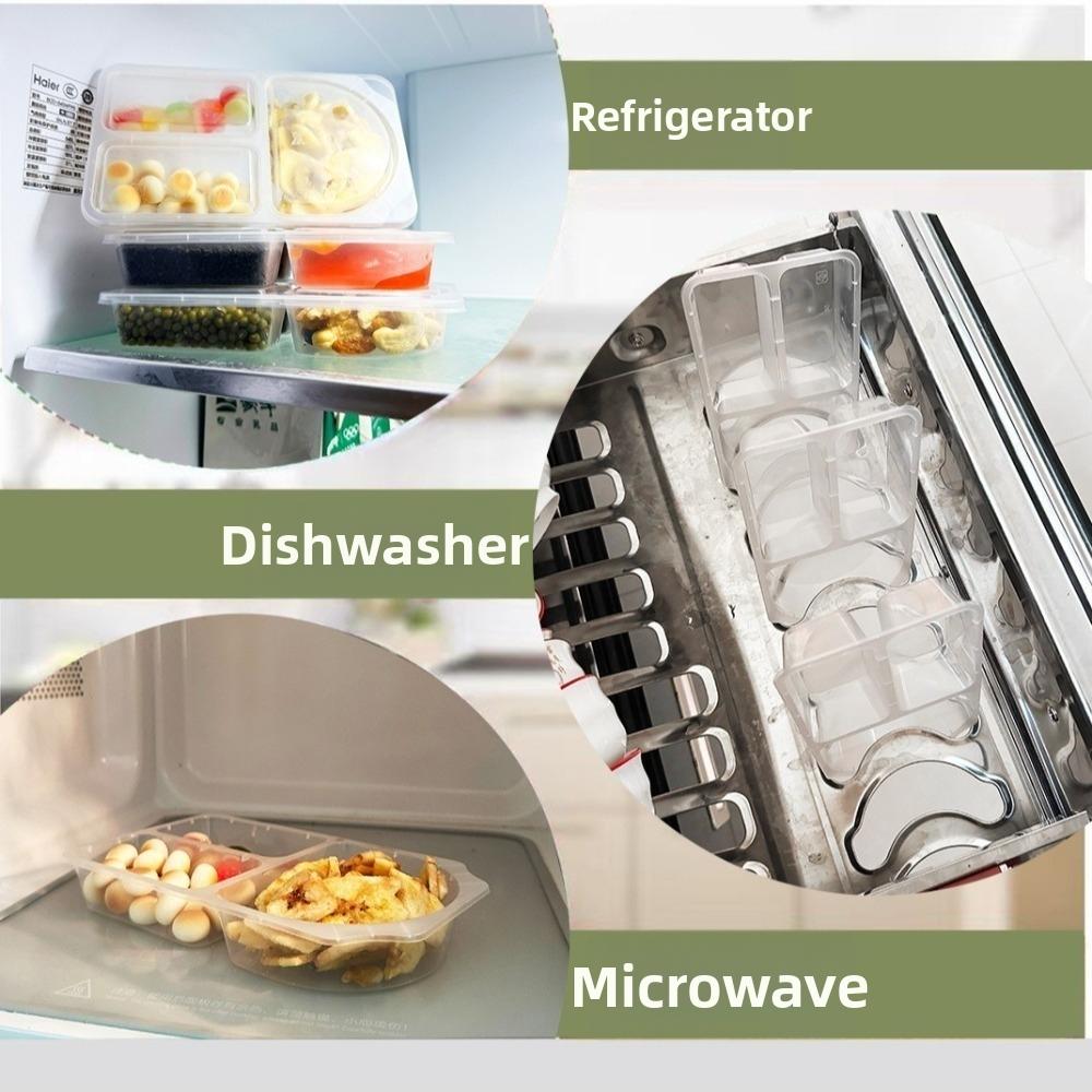 10/20pcs PP Material Snack Containers with Lids Leak-Proof Meal Prep Containers Transparent 2/3 Compartment Sauce Storage Box