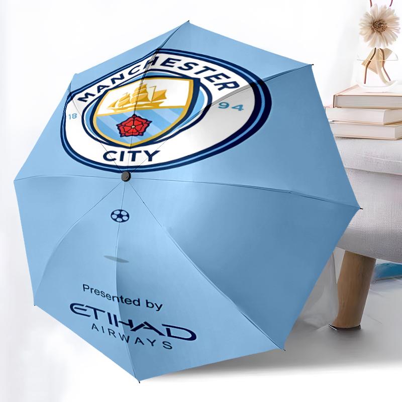 1pz Ombrello Automatico Robusto a 8 Stecche, Ombrello Manchester United Manchester City, Stampato Digitalmente, Ombrello Pieghevole per Uso Esterno in Movimento