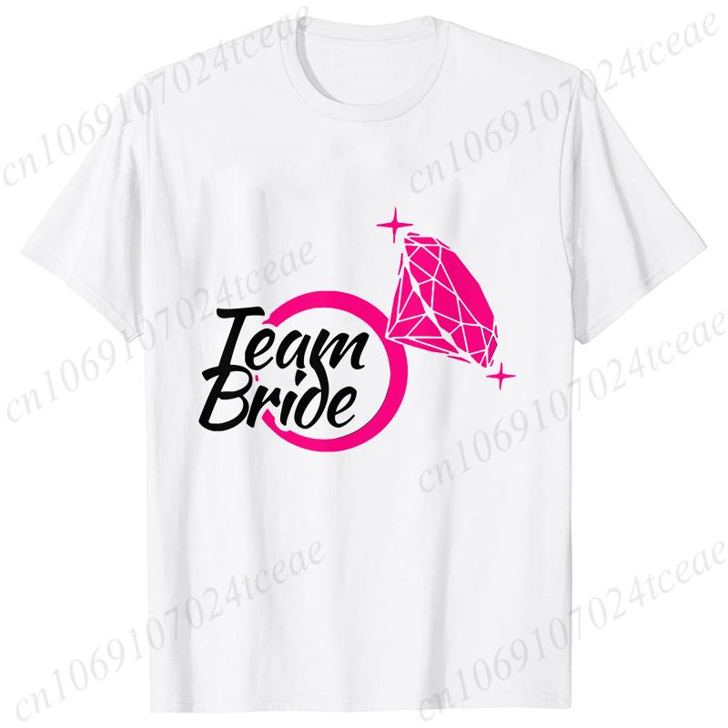 Team Bride TShirt Woman Bachelorette Single Farewell Party Blouses Bridal Shower Wedding Tops Casual ONeck Short Sleeved Tees
