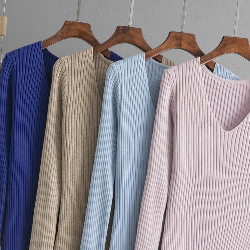 Fall Winter Lazy Wind Loose V-Neck Sweater Dress Women's Long Sleeve Straight Knit Pit Strip Wide Dresses