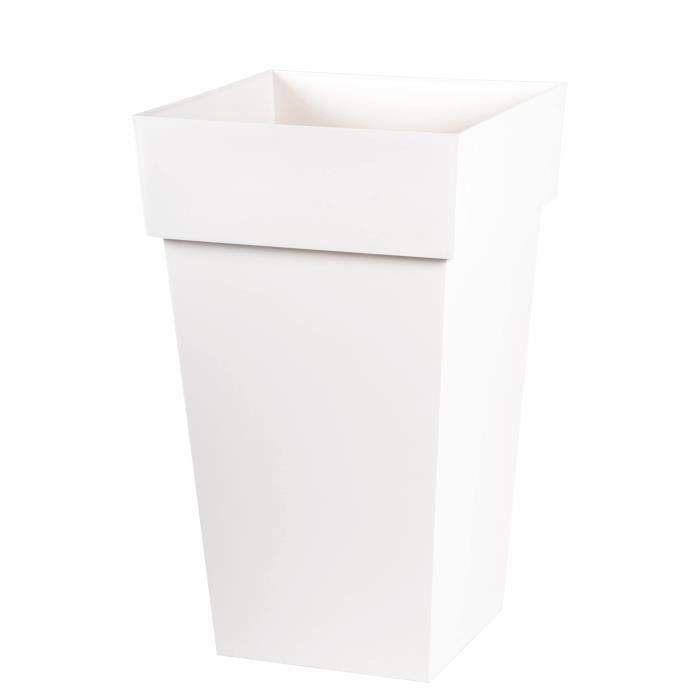 EDA Pot de fleurs haut carré TOSCANE - 62 L - 39 x 39 x H 65 cm -Blanc