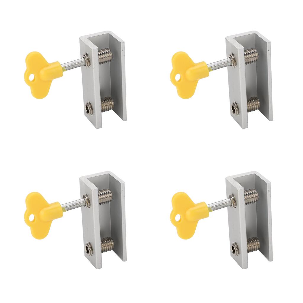 4Set Window Lock Aluminium Alloy Adjustable Security Lock Stopper with Key for Vertical Horizontal Sliding Window