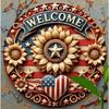 Metal Wall Art, Patriotic Heart Wreath with USA Flag, Decorative for Door