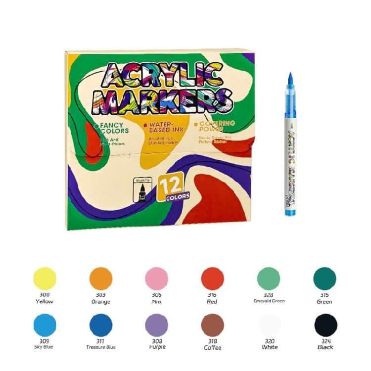 

Multipurpose Brush Tip Acrylic Paint Pen Acrylic Paint Marker for Journaling Card Making Painting Illustrations