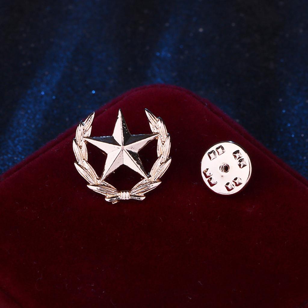 Stylish Wheat And Star Emblem Brooch Alloy Vintage Pin Wheat Star Brooch Pin For Clothing Accessories Lapel Decor