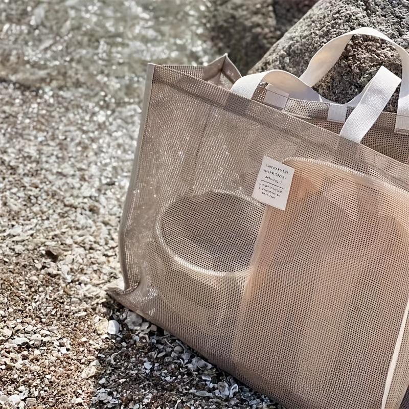 Sac à langer Ins Sac de plage Sac de rangement Grande capacité Natation Sports Sac de sport Sac à main Sac en maille creuse