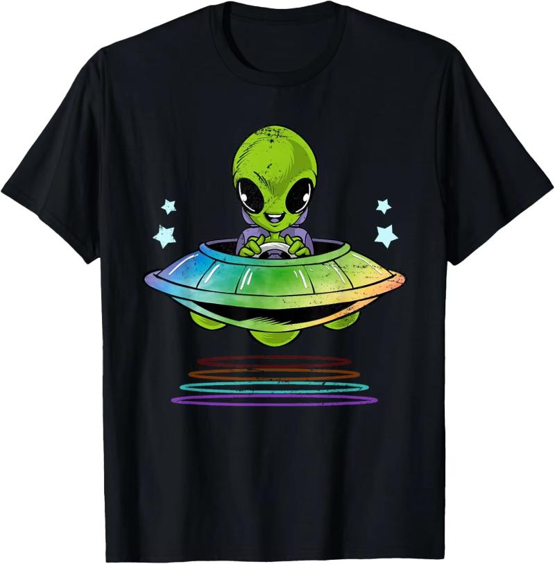 Aliens UFO Egyptian Pyramids | Science Fiction T-Shirt Custom Printed Graphic T Shirts Y2k Funny Shirt Camisas Streetwear