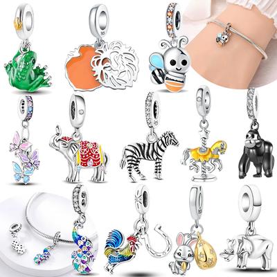 Amulety Miedź Oryginalny Słoń Kolorowy Paw Pszczoła Żaba Koraliki Pasują do Bransoletki Damska Biżuteria DIY Drobny Prezent Akcesoria