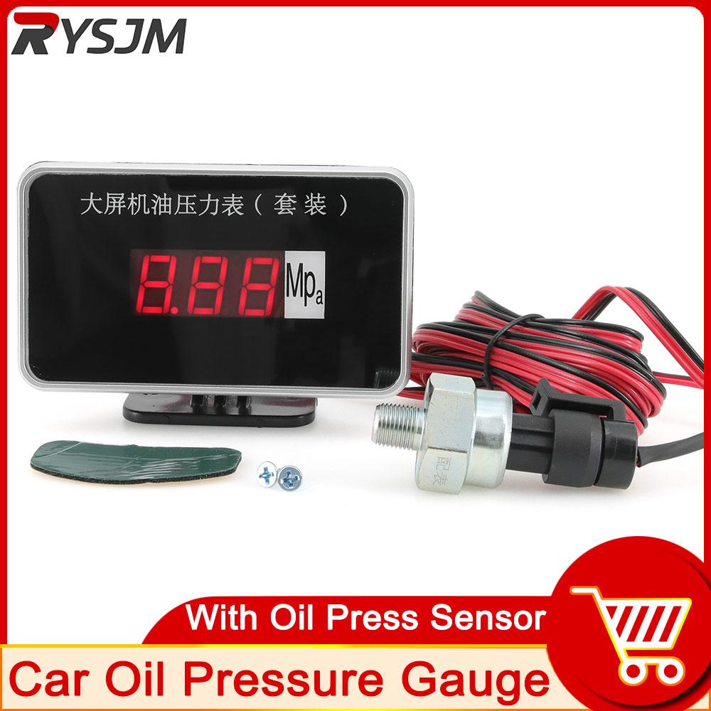 LED Car Oil Pressure Gauge Mpa Oil Press Meter with Oil Pressure Sensor 1/8NPT Universal Instrument 9-36V for Truck SUV RV