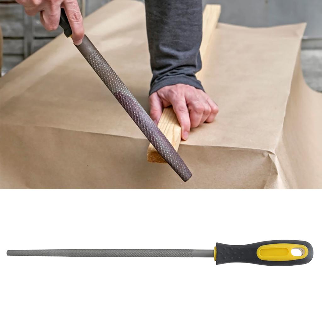 10in Round Mill Steel File Rasp with Handle Sharpening Shaping Tool for Metal Leather Projects