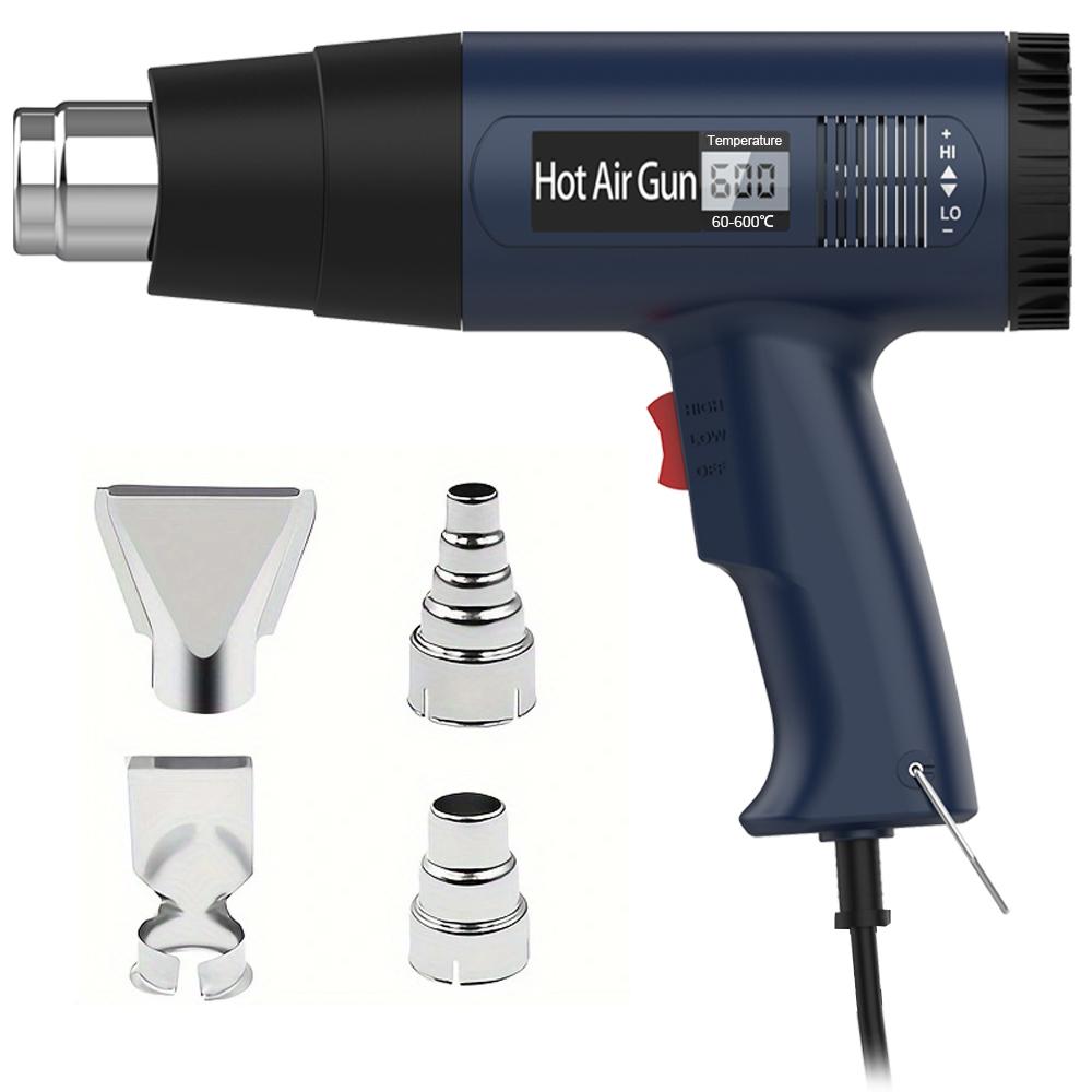 

110В/220В Термофен с регулировкой температуры и 2 режимами расхода воздуха Сверхмощный набор термофена 600 градусов с 4 насадками 220V EU PLUG