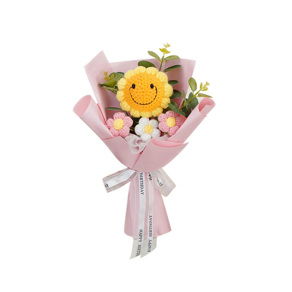 

Вязаный букет «Улыбающийся подсолнух», имитация букета, украшение для дома