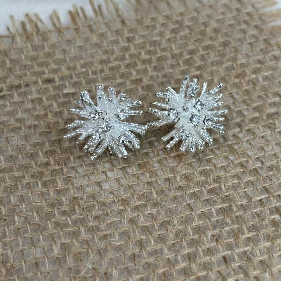 Серьги-фейерверки «Одуванчик» класса люкс: Уникальный, Свежий, Броский, Дизайн «Серебряные иглы»