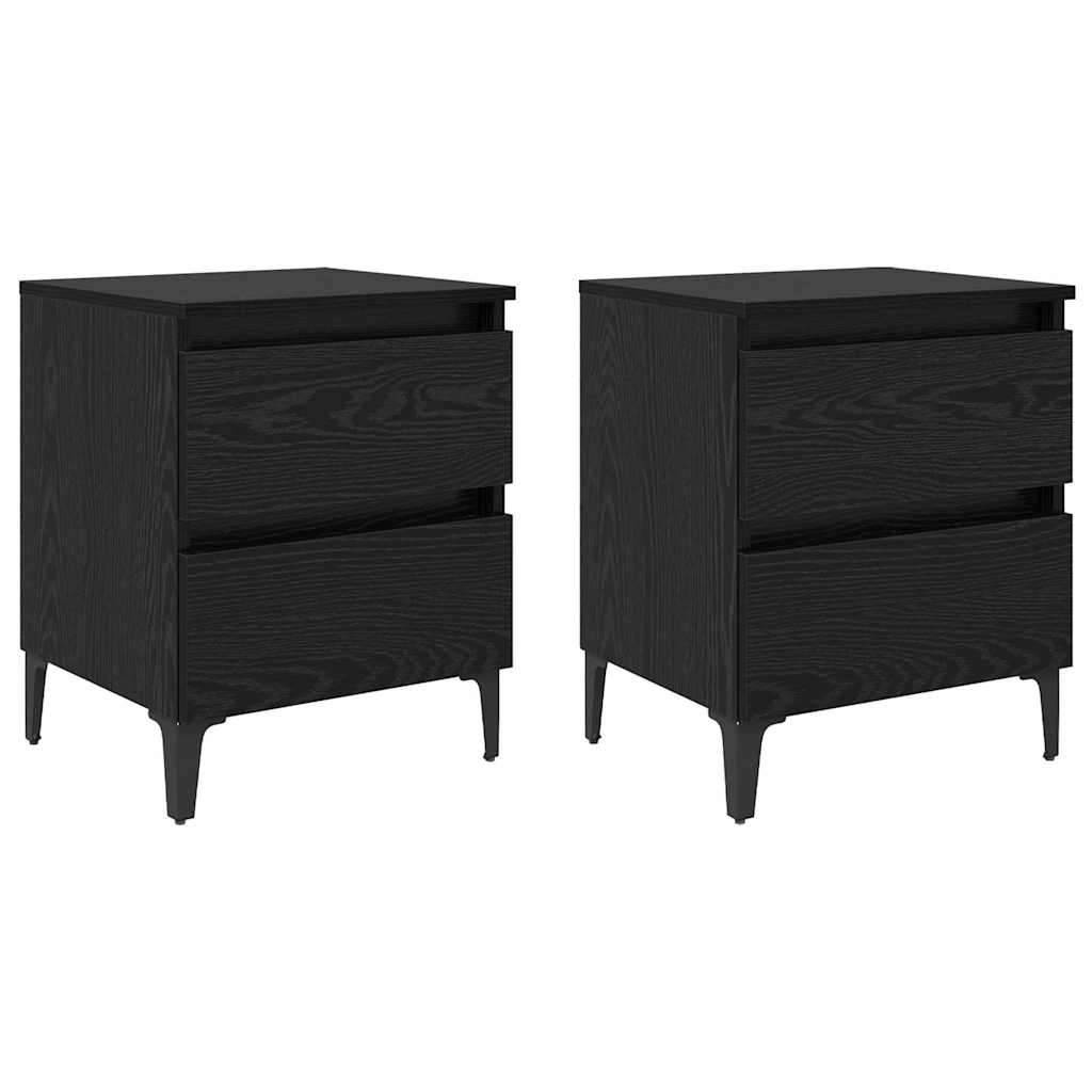Nightstand 2 Pcs Black Oak Effect 40 X 35 X 50 Cm