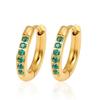 Round Stainless Steel Zircon Inlaid Earring Buckle for Women, Geometric 18K Plated Zircon Earrings