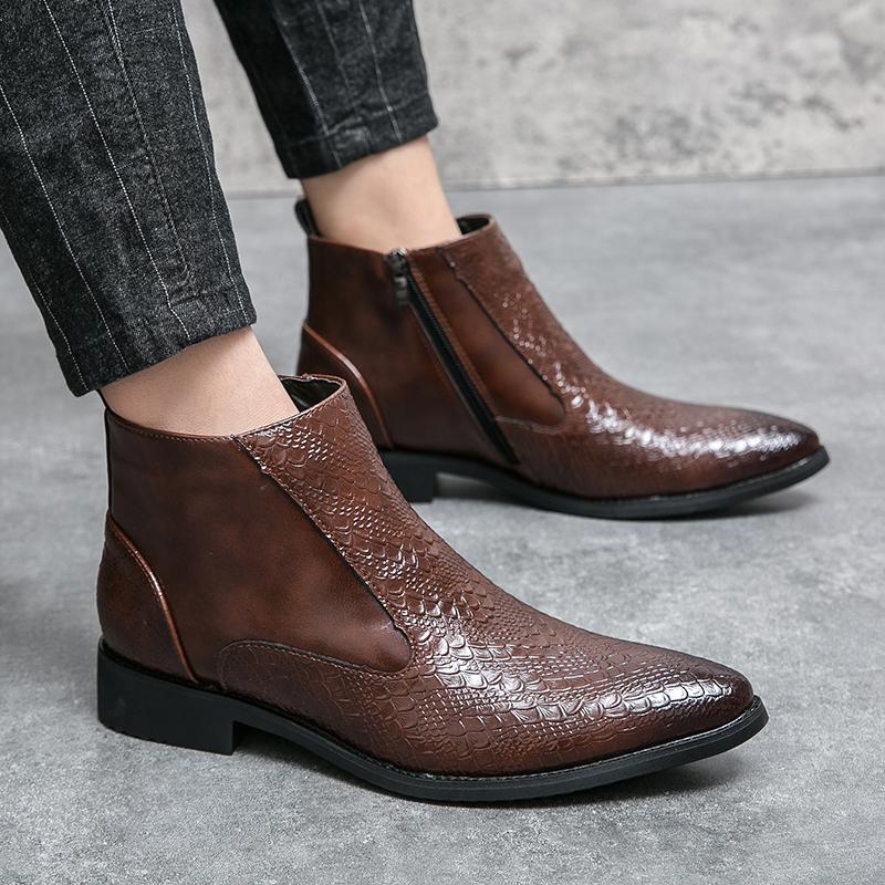 Fashion Chelsea Boots Work shoes italian Handmade Boot Shoes For Formal Dress Wedding Business MAN ANKL BOOT New cowboy boots brown