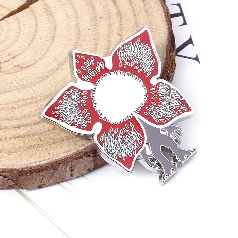 Stranger Things Alphabet Potted Plant Pin With Metallic Finish For Cosplay And Casual Wear