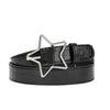 American Retro Pentagram Women Belt With Star Alloy Buckle For Casual Denim Accessory