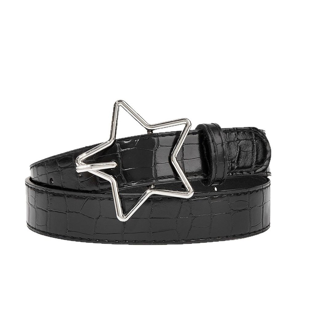 American Retro Pentagram Women Belt With Star Alloy Buckle For Casual Denim Accessory